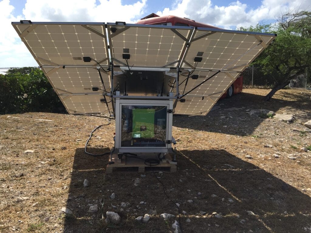 The rear of the sun2go xl off-grid solar solution.